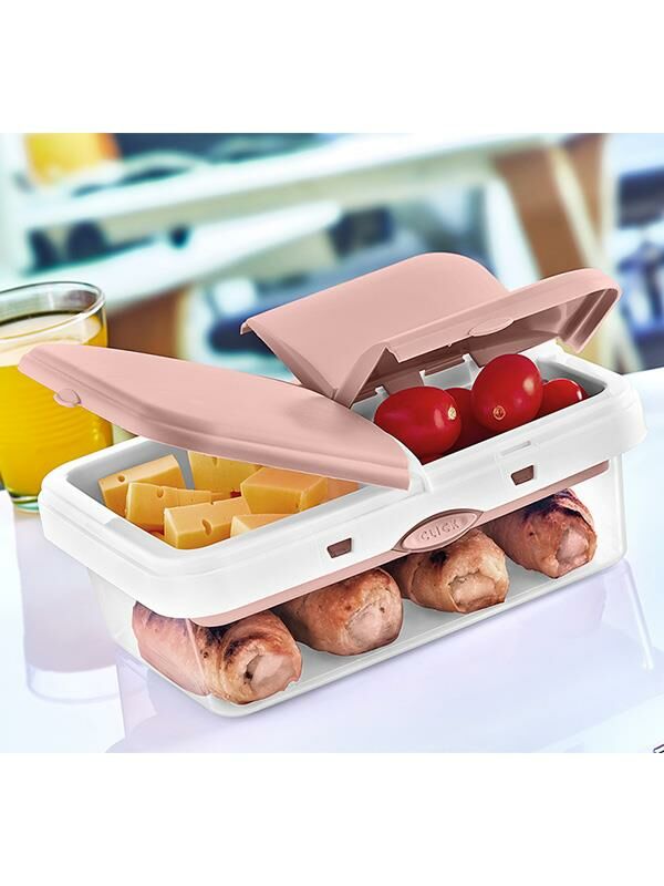 Okyanus Home Pembe-Şeffaf 4 bölmeli Clickli Lunch Box
