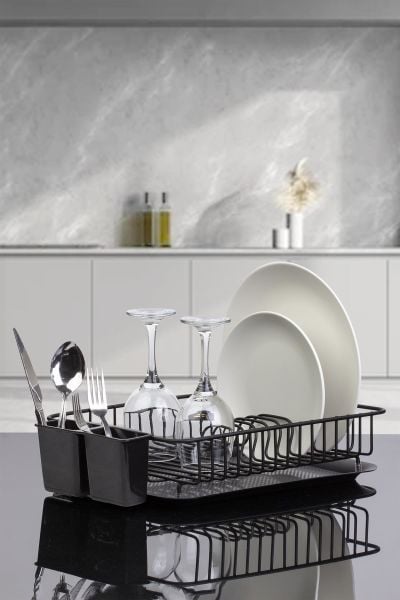 Okyanus Home Siyah Tek Katlı Modern Tabaklık - Bulaşıklık