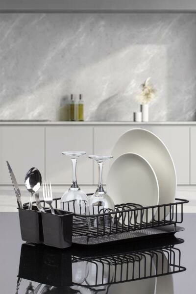 Okyanus Home Siyah Tek Katlı Modern Tabaklık - Bulaşıklık