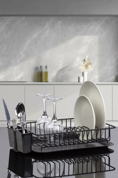 Okyanus Home Siyah Tek Katlı Modern Tabaklık - Bulaşıklık