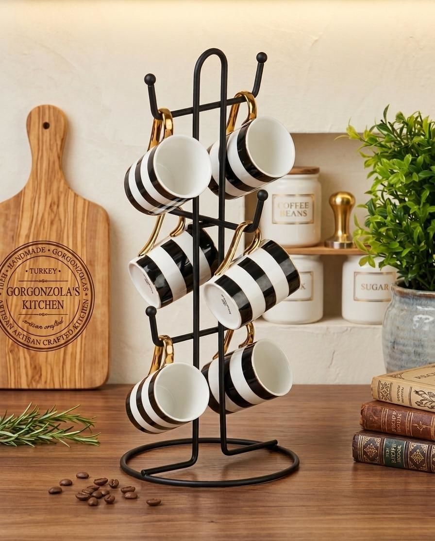 Okyanus Home Siyah Kupa ve Fincan Askılığı