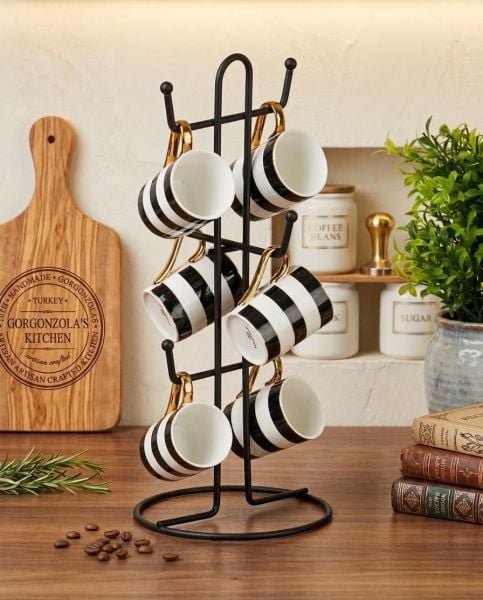 Okyanus Home Siyah Kupa ve Fincan Askılığı