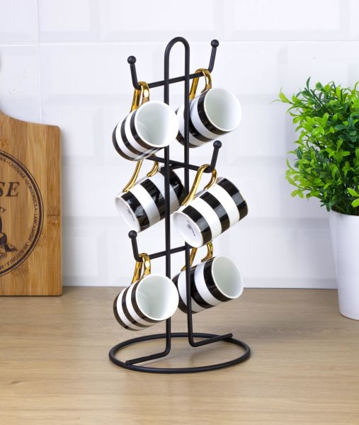 Okyanus Home Siyah Kupa ve Fincan Askılığı