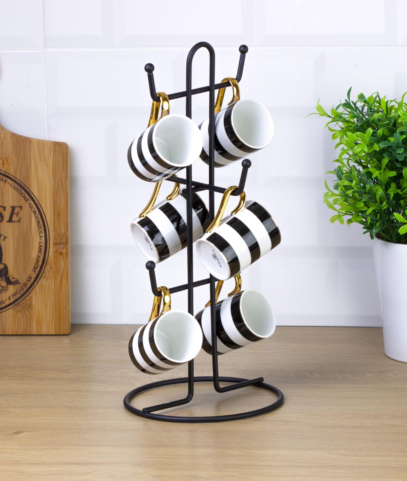 Okyanus Home Siyah Kupa ve Fincan Askılığı