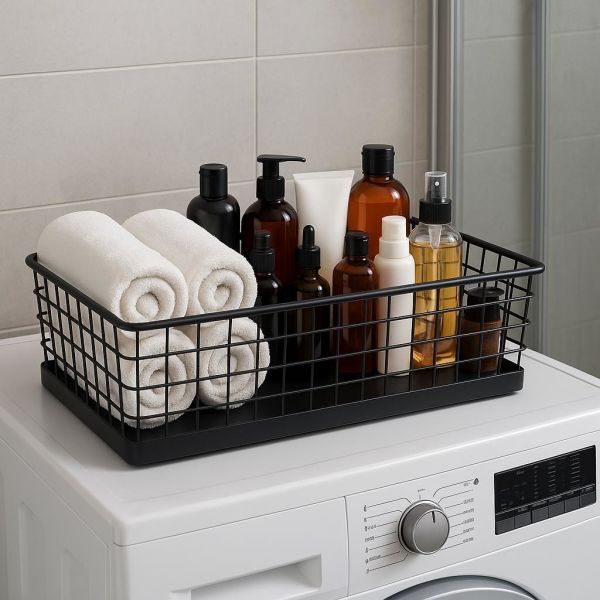 Okyanus Home Dikdörtgen Siyah Metal Organizer Sepet Maxi 18x33 Cm