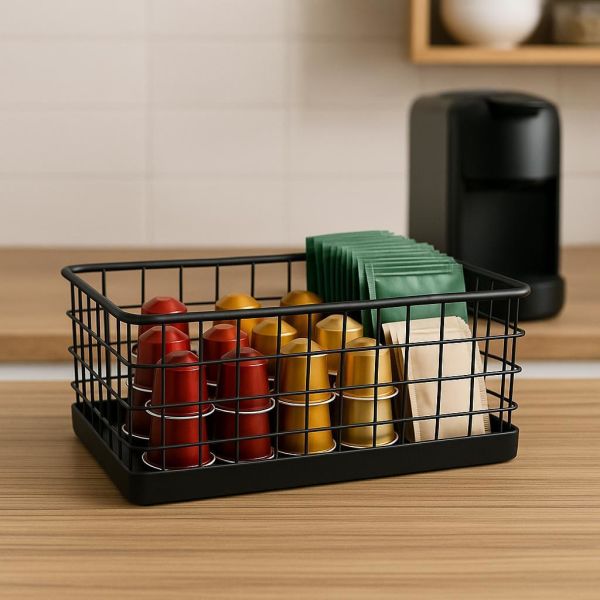 Okyanus Home Dikdörtgen Siyah Metal Organizer Sepet Midi 16x26 Cm