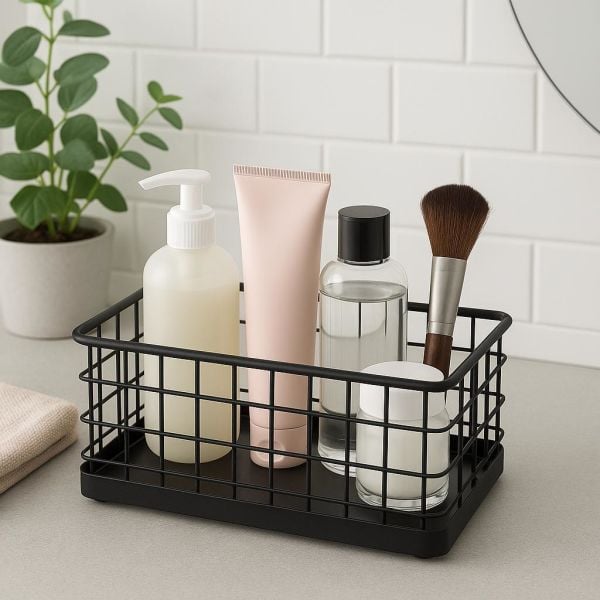 Okyanus Home Dikdörtgen Siyah Metal Organizer Sepet Mini 13,5x23 Cm