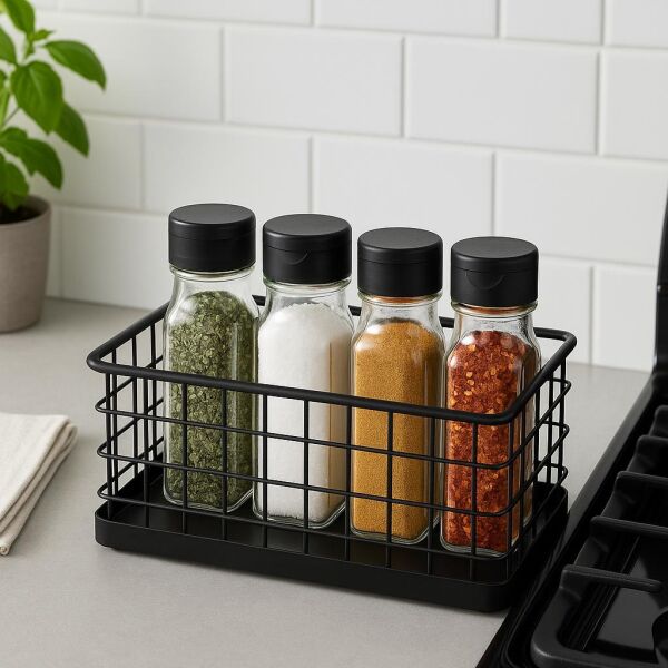 Okyanus Home Dikdörtgen Siyah Metal Organizer Sepet Mini 13,5x23 Cm