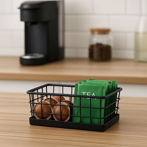 Okyanus Home Dikdörtgen Siyah Metal Organizer Sepet Mini 13,5x23 Cm