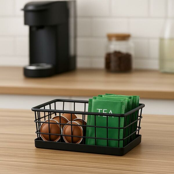 Okyanus Home Dikdörtgen Siyah Metal Organizer Sepet Mini 13,5x23 Cm