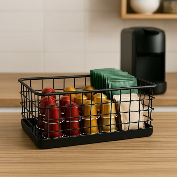 Okyanus Home Dikdörtgen 3'Lü Siyah Metal Organizer Sepet