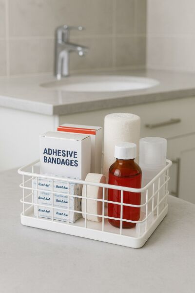 Okyanus Home Dikdörtgen Beyaz Metal Organizer Sepet Midi 16x26 Cm