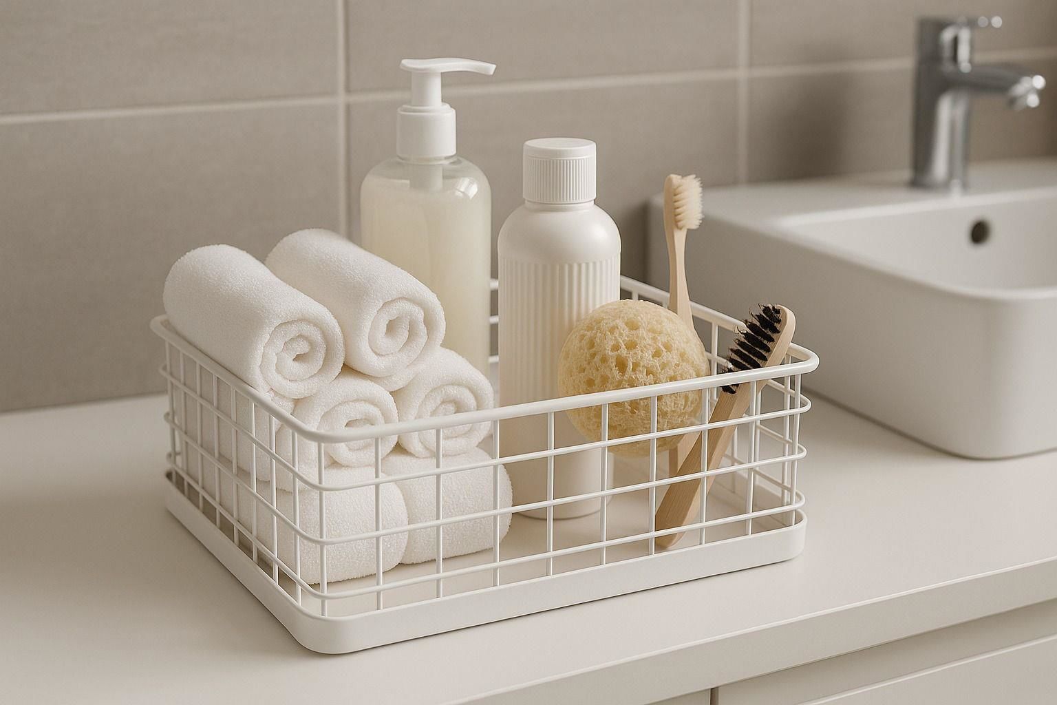 Okyanus Home Dikdörtgen Beyaz Metal Organizer Sepet Maxi 18x33 Cm