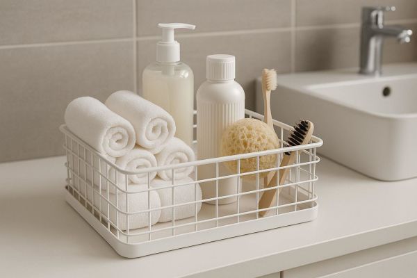 Okyanus Home Dikdörtgen Beyaz Metal Organizer Sepet Maxi 18x33 Cm