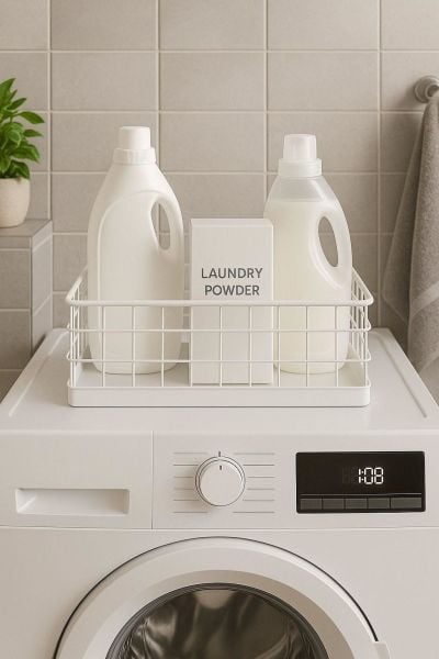 Okyanus Home Dikdörtgen Beyaz Metal Organizer Sepet Maxi 18x33 Cm