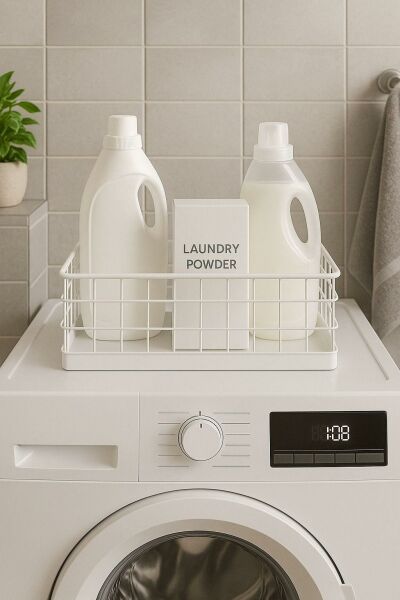 Okyanus Home Dikdörtgen Beyaz Metal Organizer Sepet Maxi 18x33 Cm