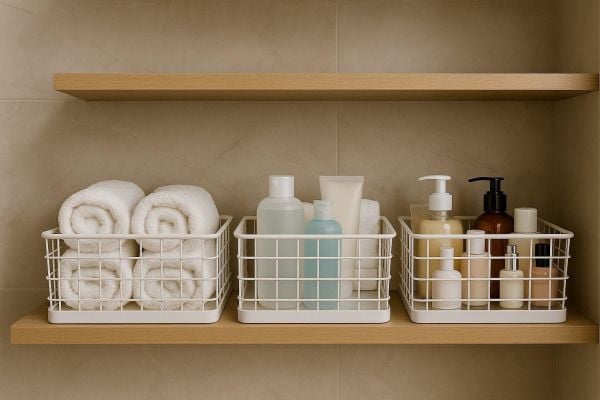 Okyanus Home Dikdörtgen Beyaz Metal Organizer Sepet Maxi 18x33 Cm