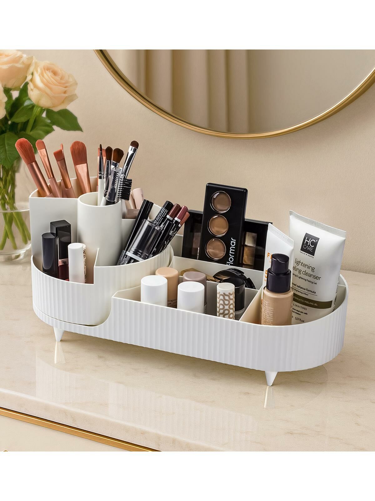 Okyanus Home 360° Dönebilen Maxi Makyaj Organizeri Bej