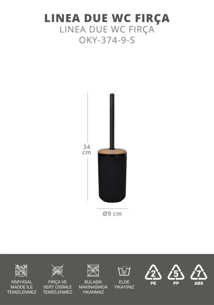Okyanus Home Linea Due Siyah WC Fırçalık