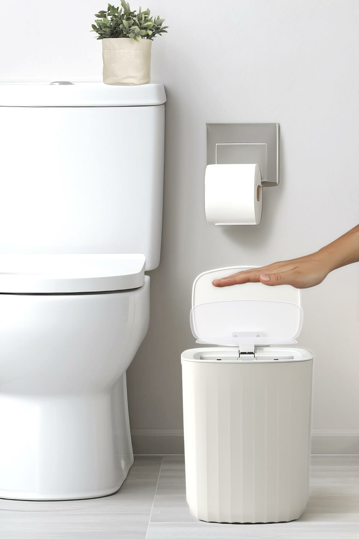 Okyanus Home Hareket Sensörlü 12lt Kırık Beyaz Çöp Kovası