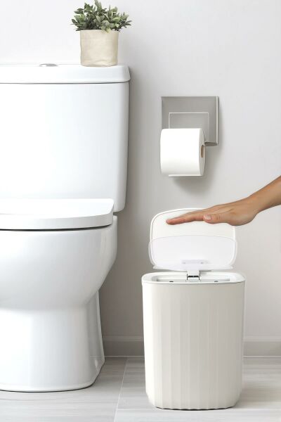 Okyanus Home Hareket Sensörlü 12lt Kırık Beyaz Çöp Kovası