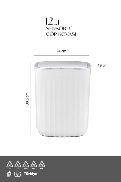 Okyanus Home Hareket Sensörlü 12lt Kırık Beyaz Çöp Kovası