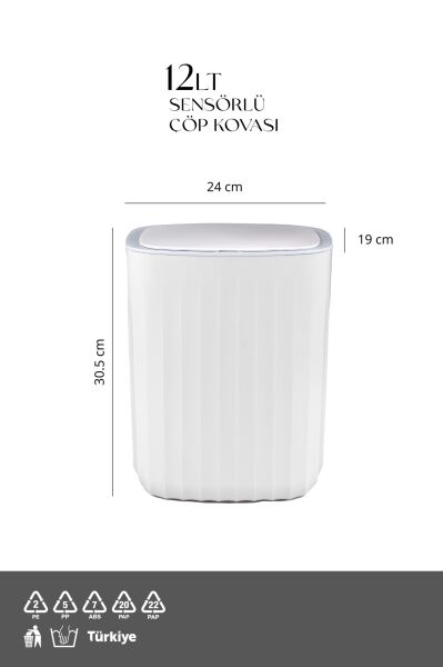 Okyanus Home Hareket Sensörlü 12lt Kırık Beyaz Çöp Kovası