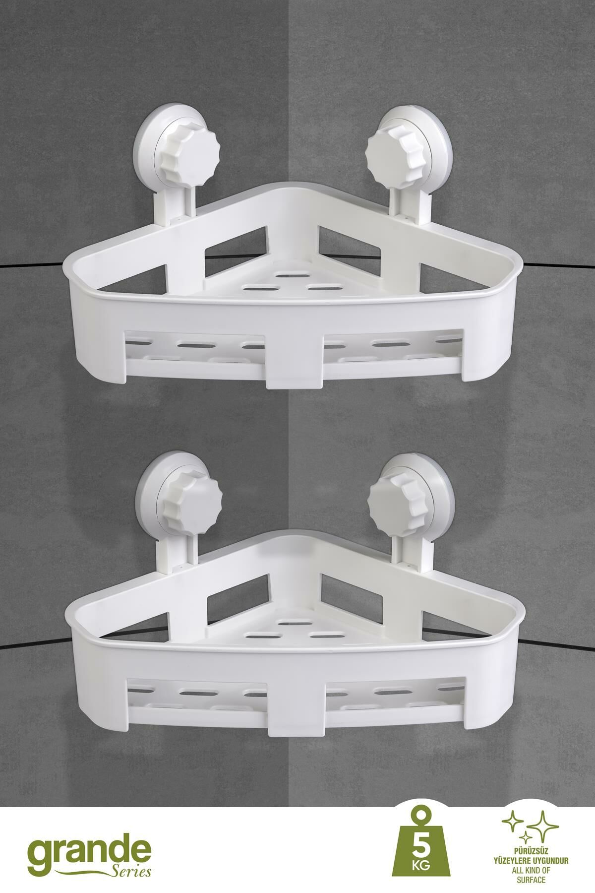 Okyanus Home Grande Üçgen Köşelik 2 Fonksiyonlu - İster yapıştır, ister vidala -2 Adet