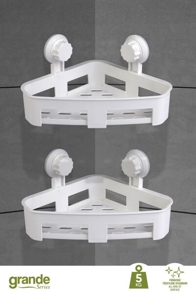 Okyanus Home Grande Üçgen Köşelik 2 Fonksiyonlu - İster yapıştır, ister vidala -2 Adet