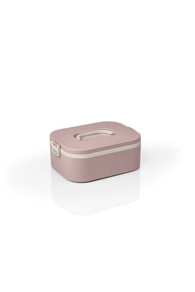 Okyanus Home Paslanmaz Çelik Hazneli Lunch Box Tek Katlı Kendinden Çatal Kaşıklı Beslenme Kutusu Pembe
