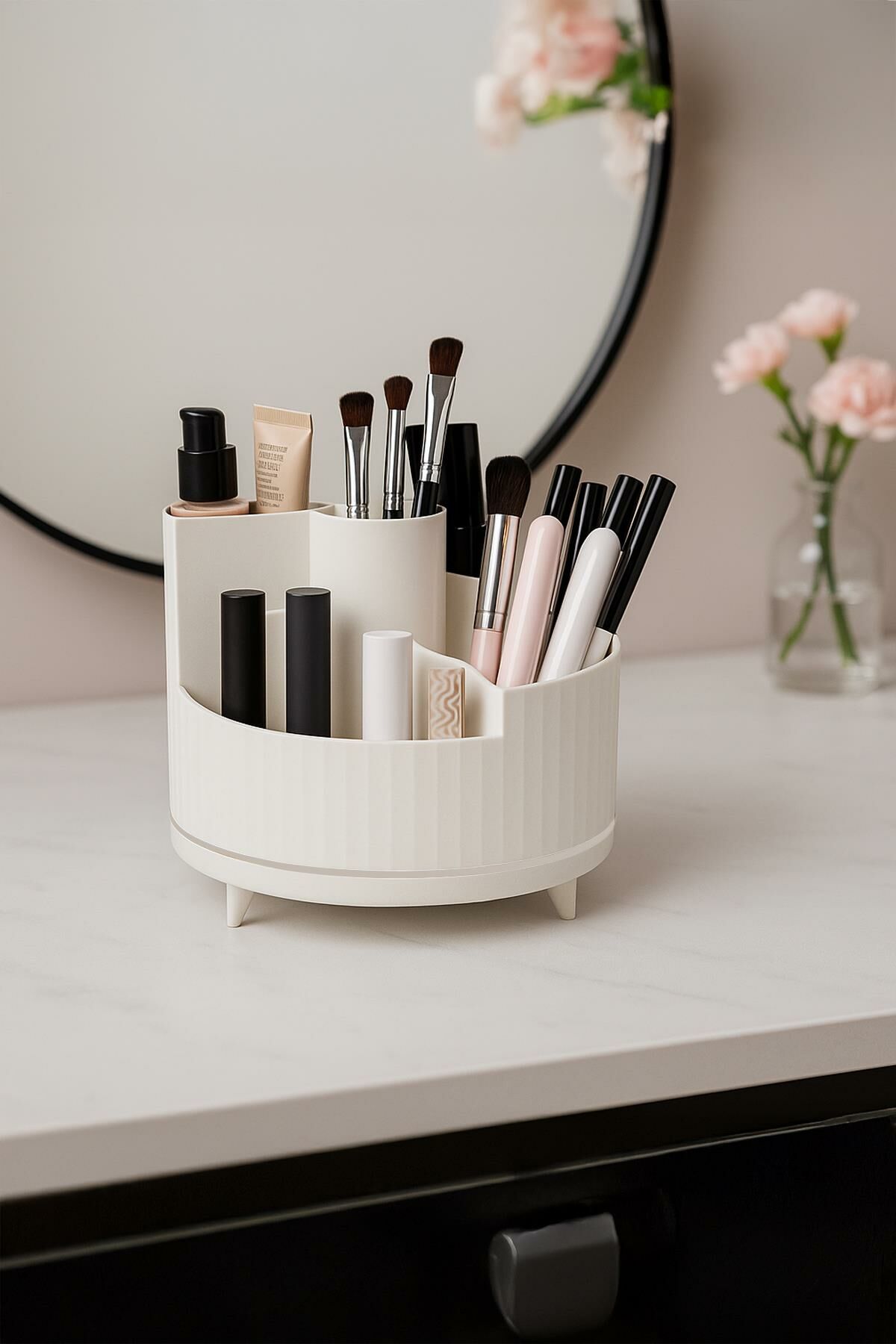 Okyanus Home 360° Dönebilen Midi Makyaj Organizeri Bej