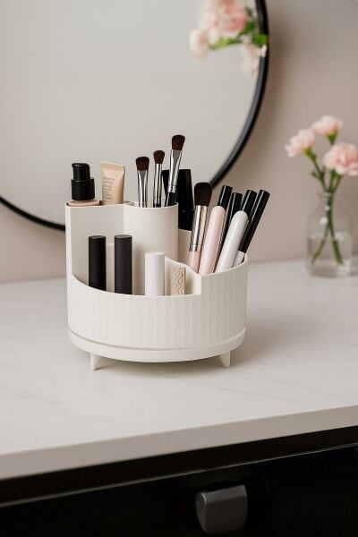 Okyanus Home 360° Dönebilen Midi Makyaj Organizeri Bej