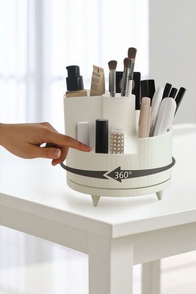 Okyanus Home 360° Dönebilen Midi Makyaj Organizeri Bej