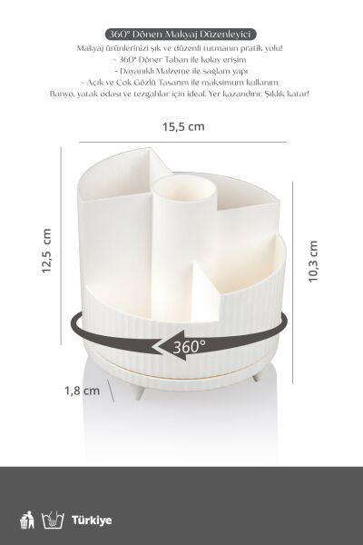 Okyanus Home 360° Dönebilen Midi Makyaj Organizeri Bej