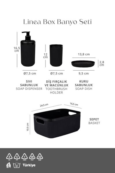 Okyanus Home Linea Box 4'lü Banyo Seti - Siyah