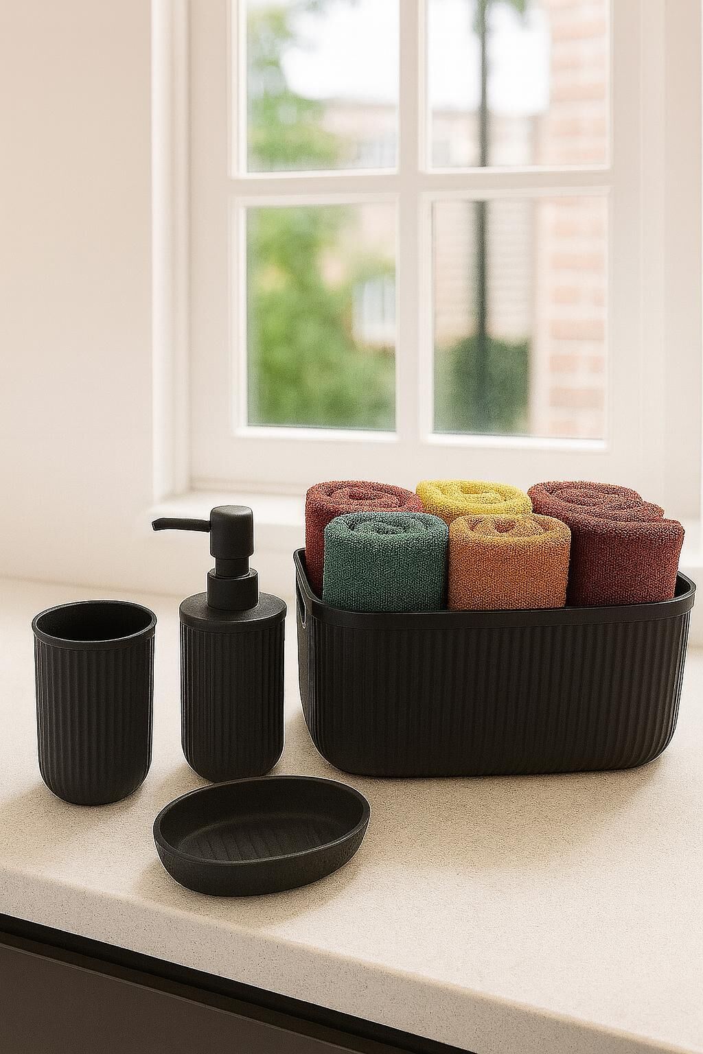 Okyanus Home Linea Box 4'lü Banyo Seti - Siyah