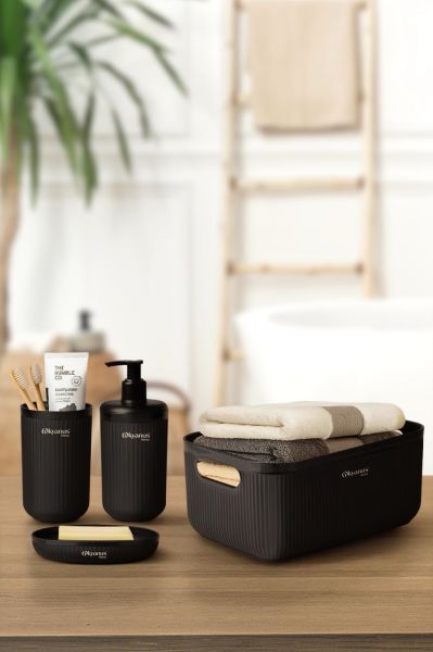 Okyanus Home Linea Box 4'lü Banyo Seti - Siyah