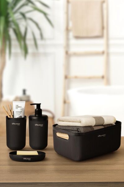 Okyanus Home Linea Box 4'lü Banyo Seti - Siyah