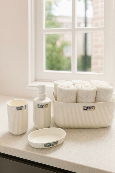 Okyanus Home Linea Box 4'lü Banyo Seti - Beyaz