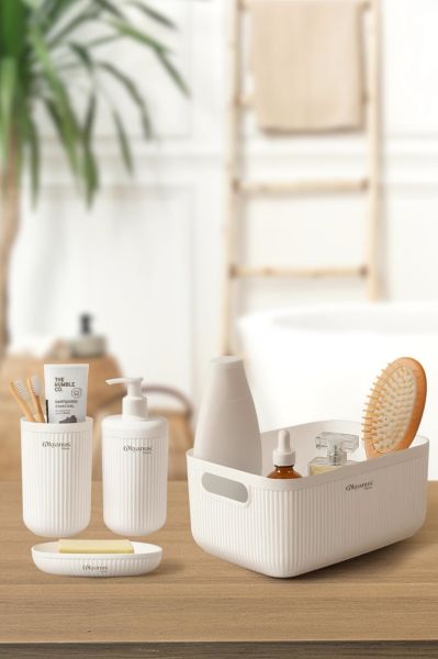 Okyanus Home Linea Box 4'lü Banyo Seti - Beyaz