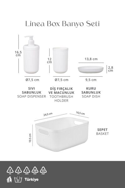 Okyanus Home Linea Box 4'lü Banyo Seti - Beyaz