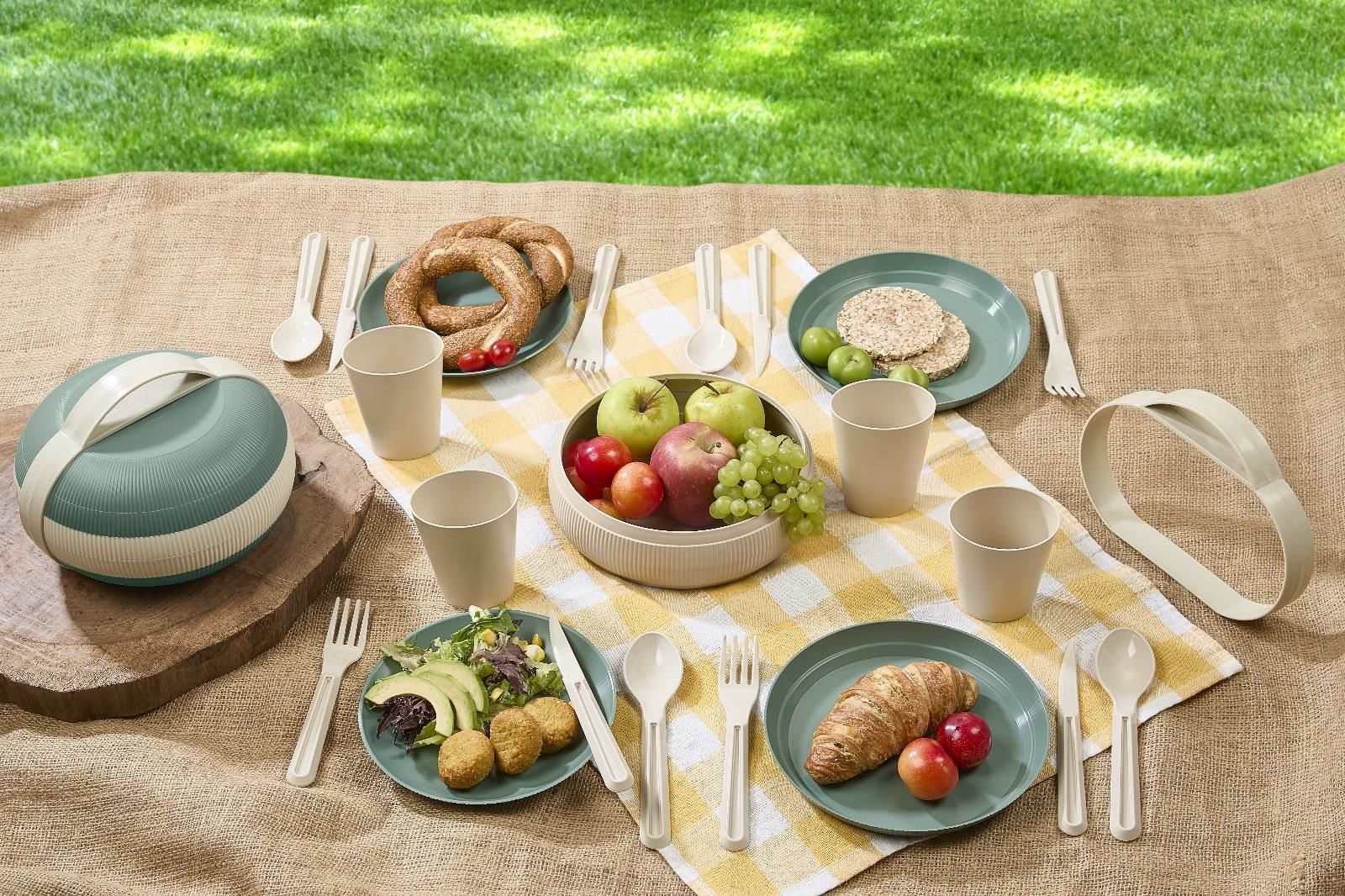 Okyanus Home 21 Parça Pratik Ufo Piknik Seti Yeşil-Krem