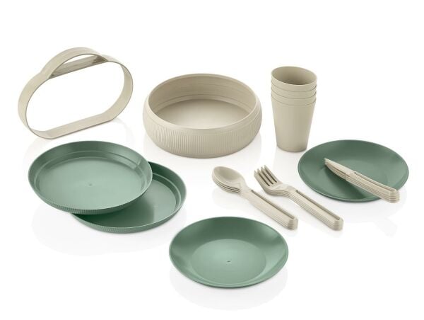 Okyanus Home 21 Parça Pratik Ufo Piknik Seti Yeşil-Krem