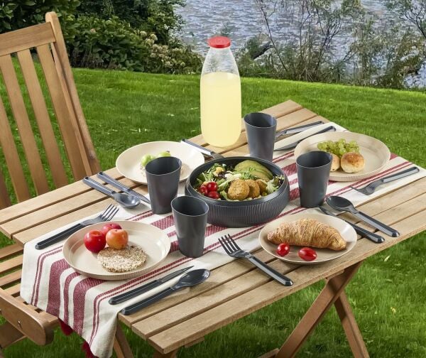 Okyanus Home 21 Parça Pratik Ufo Piknik Seti Antrasit-Krem