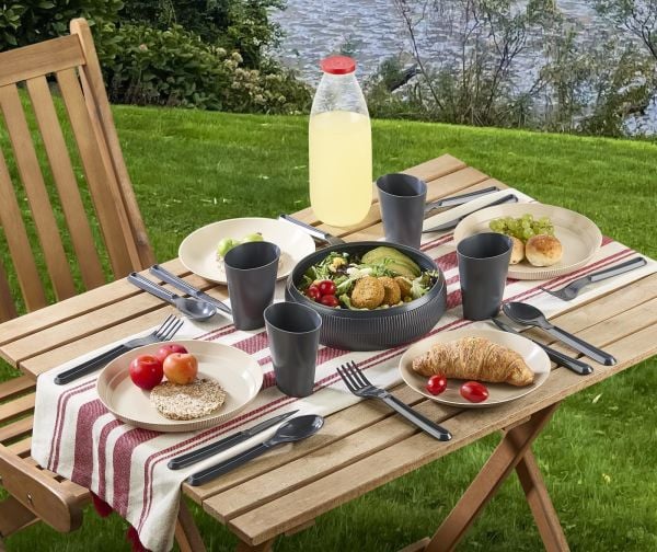 Okyanus Home 21 Parça Pratik Ufo Piknik Seti Antrasit-Krem