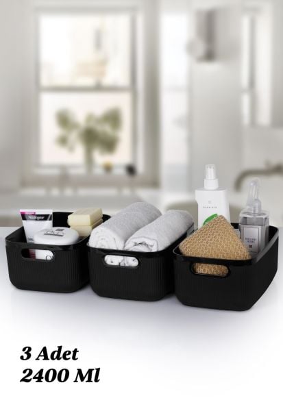 Okyanus Home Linea Smart Box Siyah 3'lü Set 2400 Ml