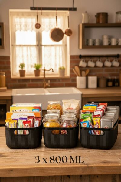 Okyanus Home Linea Smart Box Siyah 3'lü Set 2400 Ml