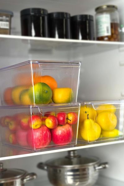 Okyanus Home 3'lü Kapaklı Şeffaf Buzdolabı Organizeri ve Saklama Kabı 6500ML