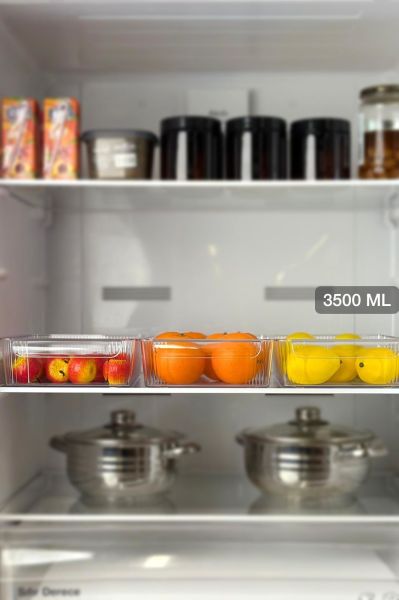 Okyanus Home 3'lü Kapaksız Şeffaf Buzdolabı Organizeri ve Saklama Kabı 3500ML
