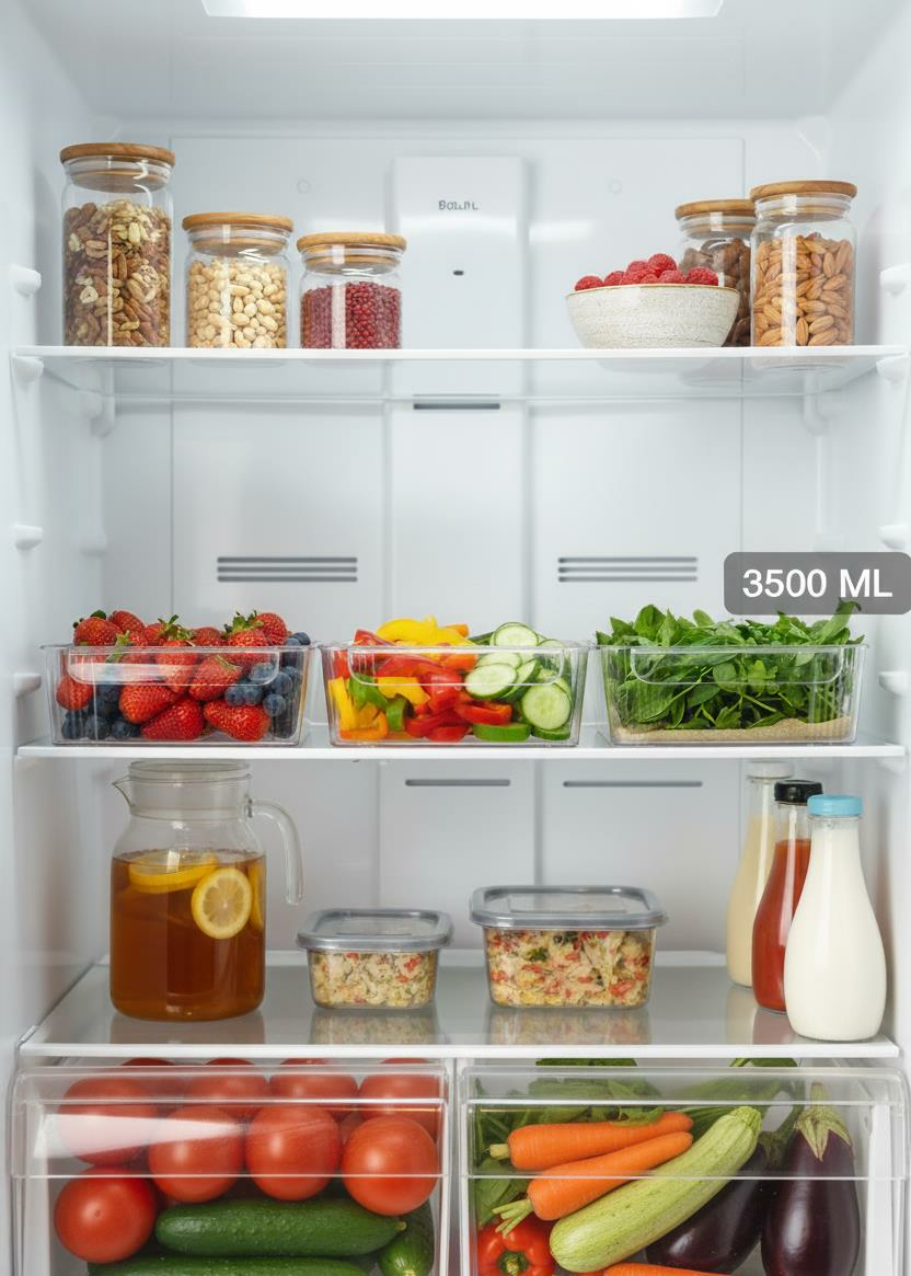 Okyanus Home 3'lü Kapaksız Şeffaf Buzdolabı Organizeri ve Saklama Kabı 3500ML